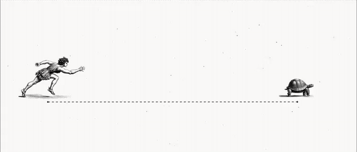 Achilles chasing the tortoise, illustrating Zeno's paradox